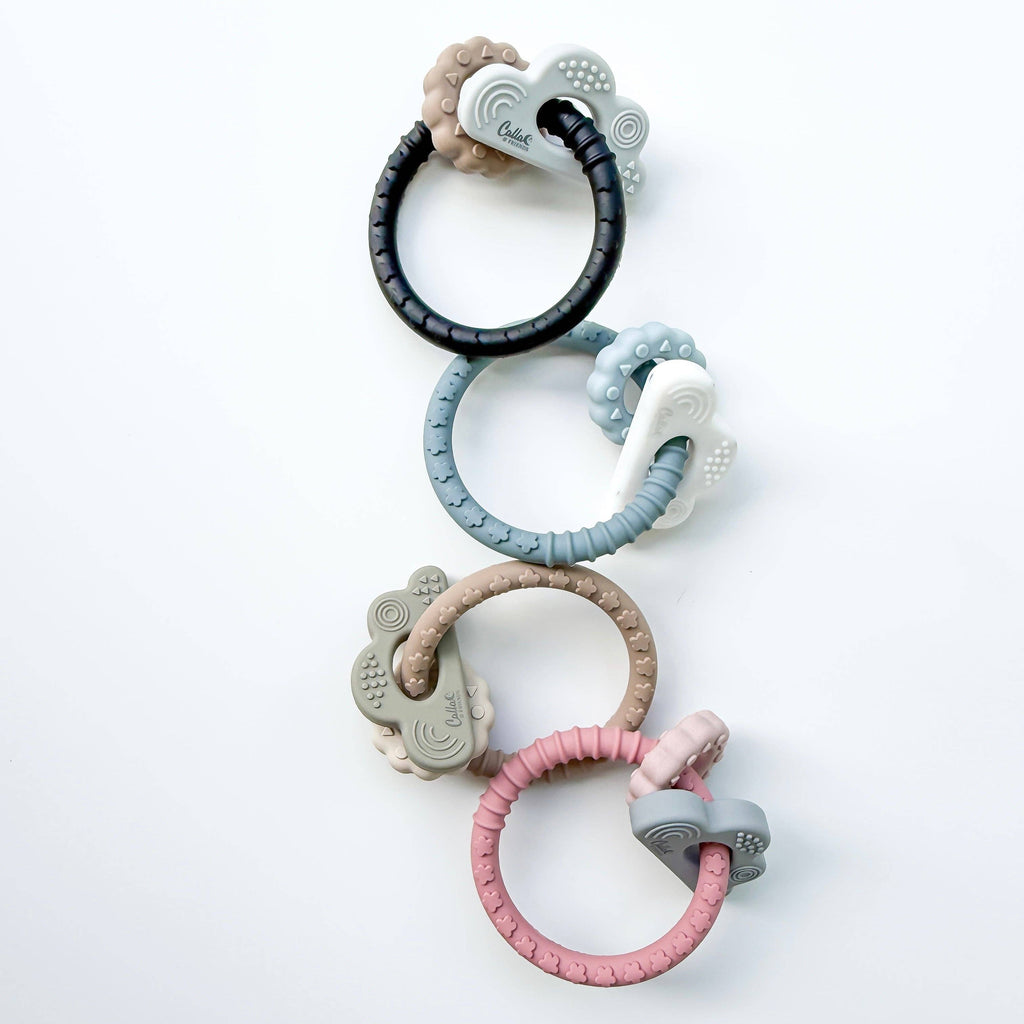 Cloudy Days Silicone Teether: Petunia Pink