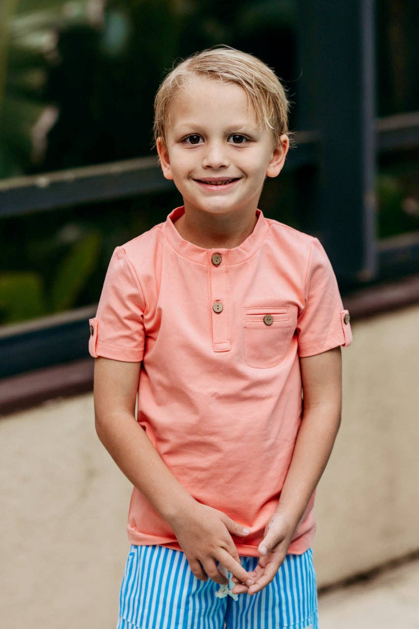 Boys Salmon Short Sleeve Tab Tee