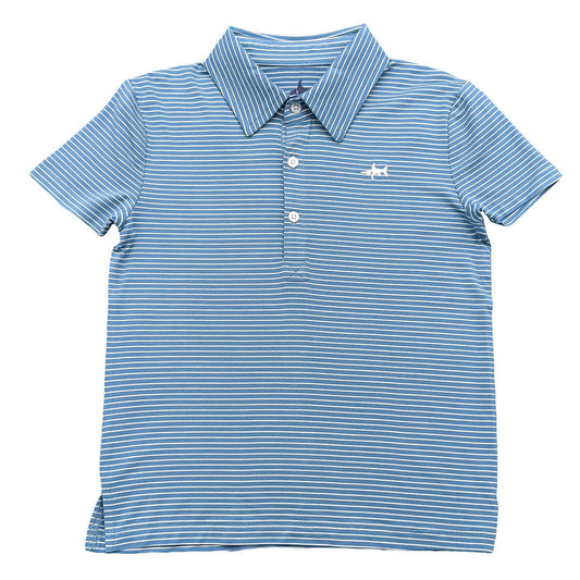 Banks Boys Performance SS Polo Blue/White Stripe : Blue/White Stripe