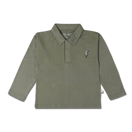 Organic Long Sleeve Polo - Olive