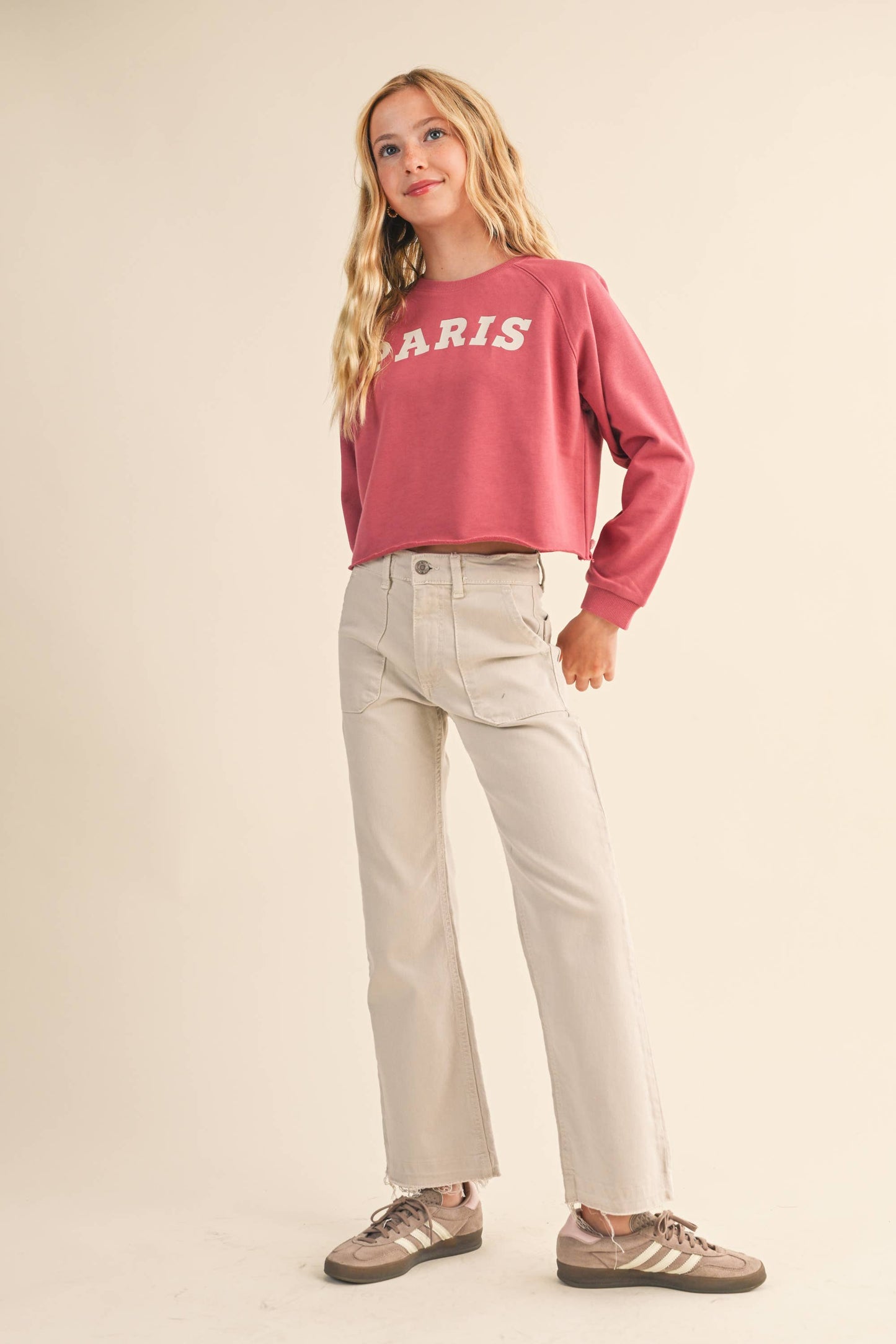 Girl's Cropped Paris Sweatshirt