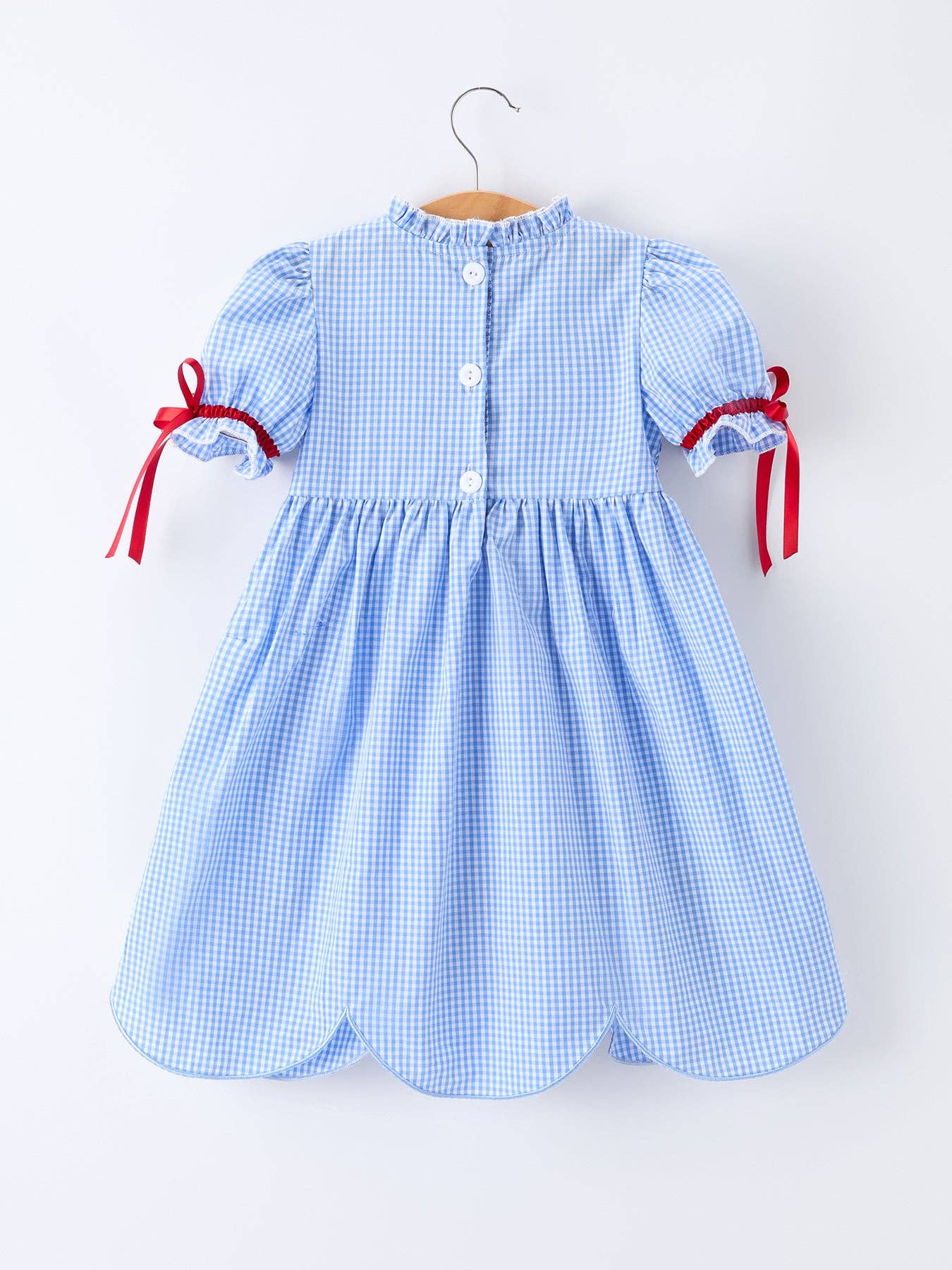 Back To School Apple Applique Plaid Girls Dress Smocked: 5