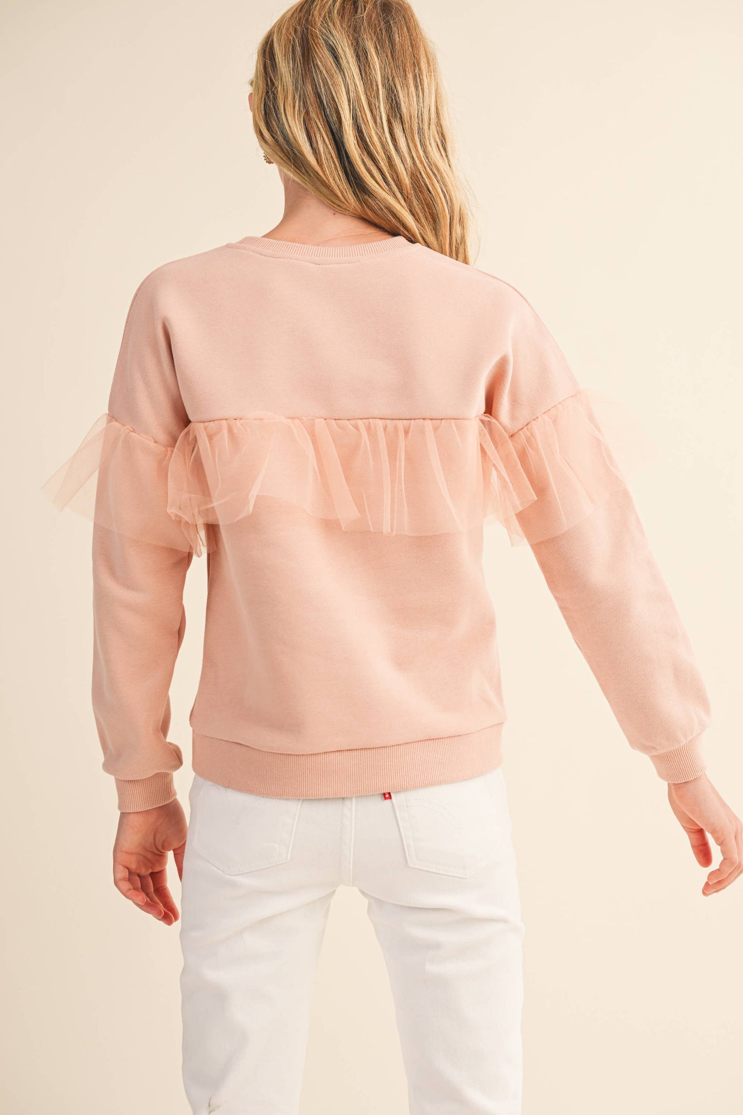 Girl's Mesh Ruffle Sweatshirt