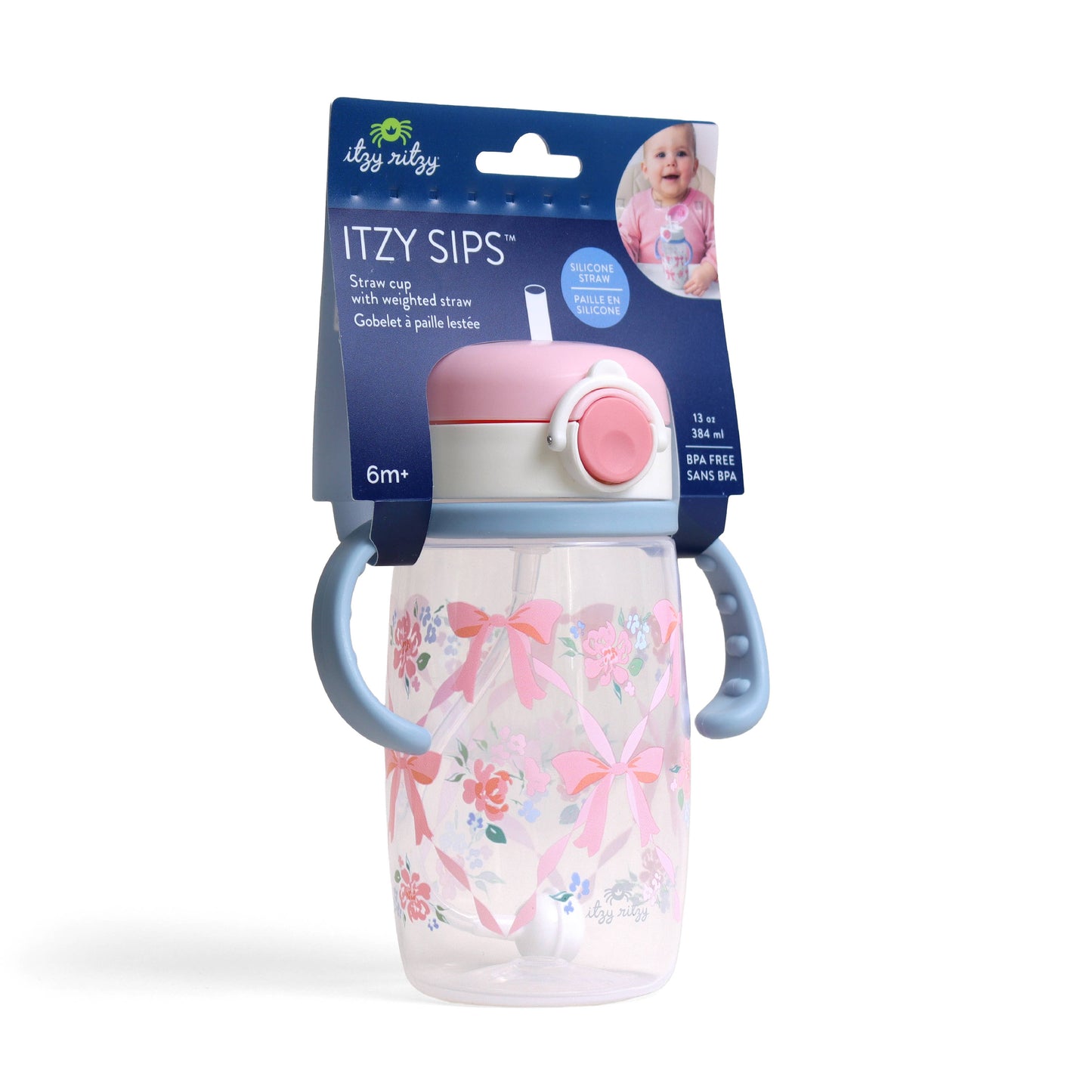 Itzy Sips™ Straw Cup With Snap-Close Lid: Ribbons & Roses