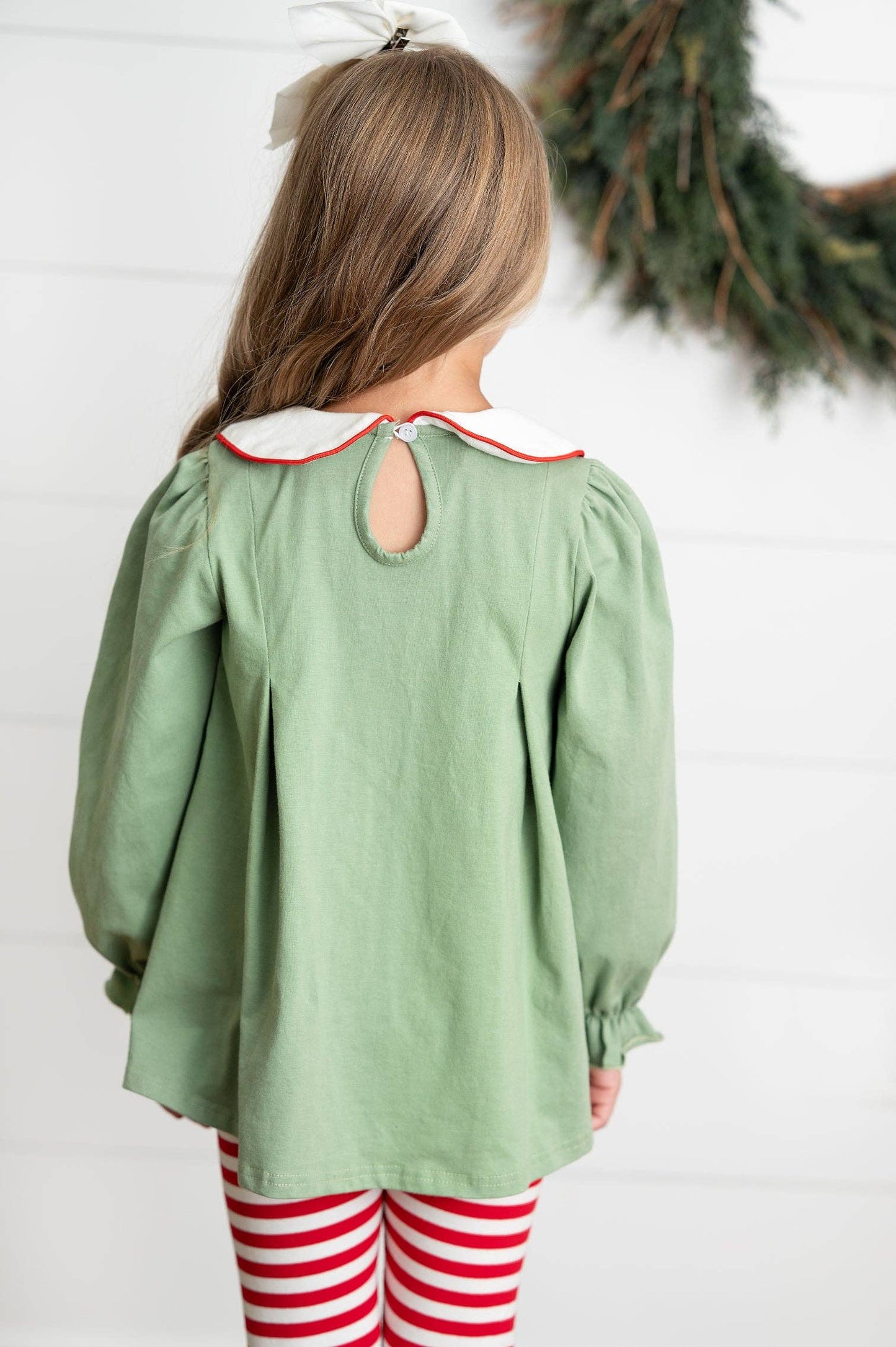 Kids Christmas Candy Cane Stripe Santa Ruffle Legging Set