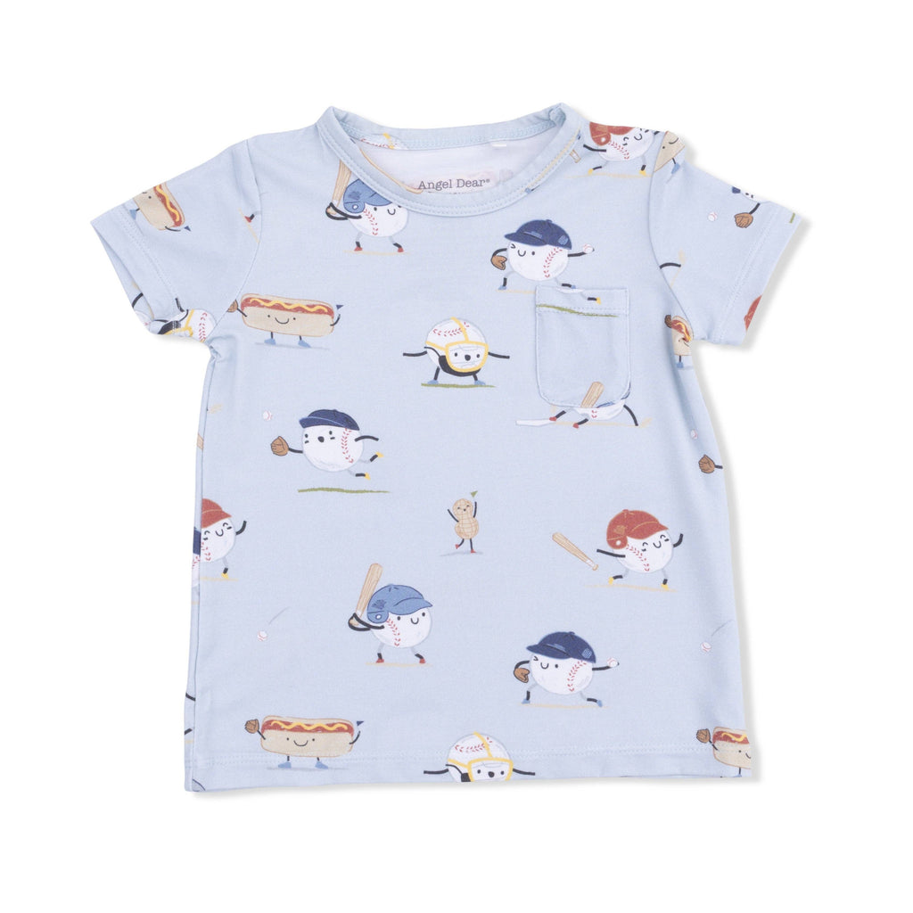 Baseballs Playing Baseball - Crew Neck Tee with Casual Short