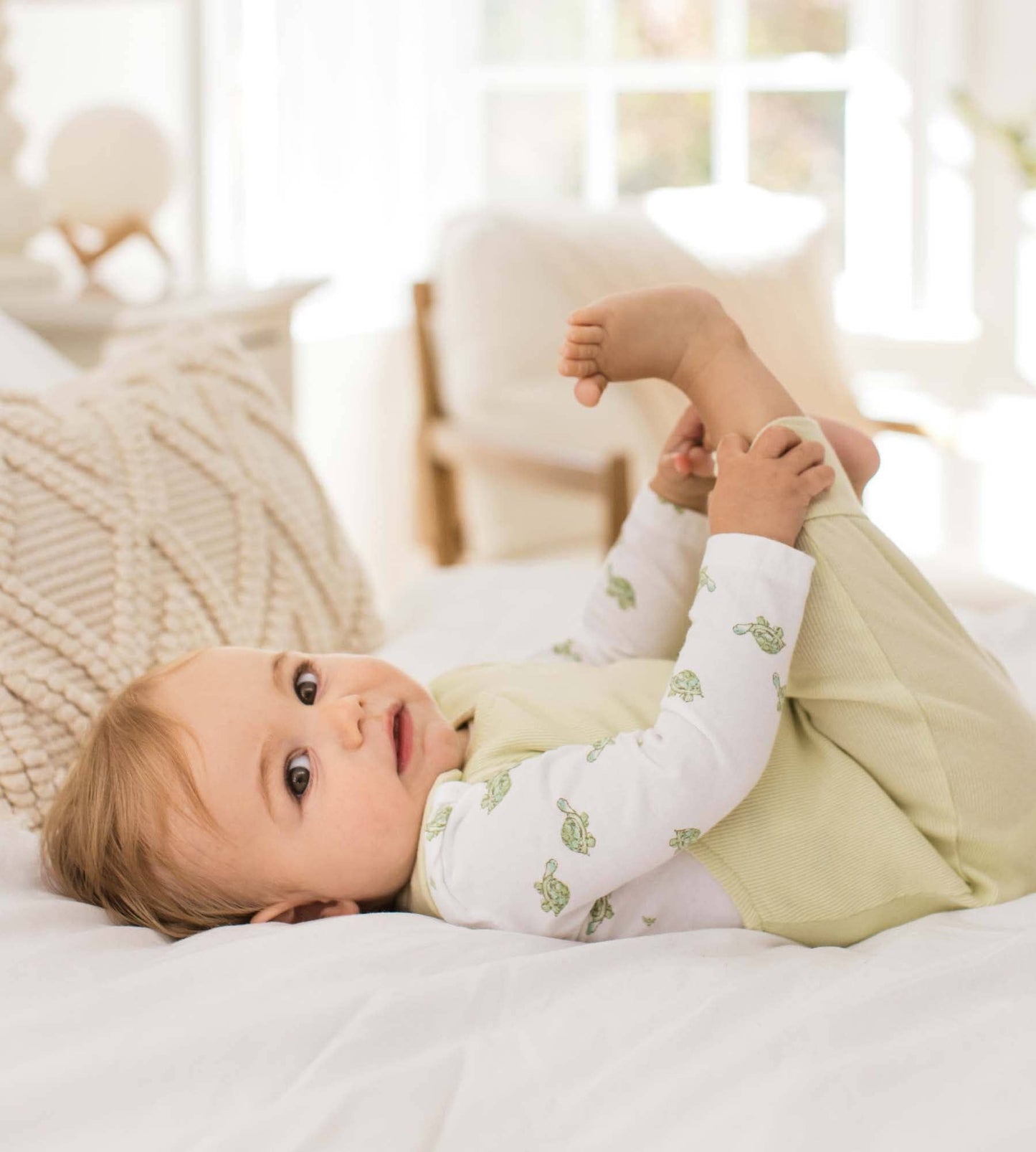 Tortoise Jumpsuit & Bodysuit Set: Mint Tea