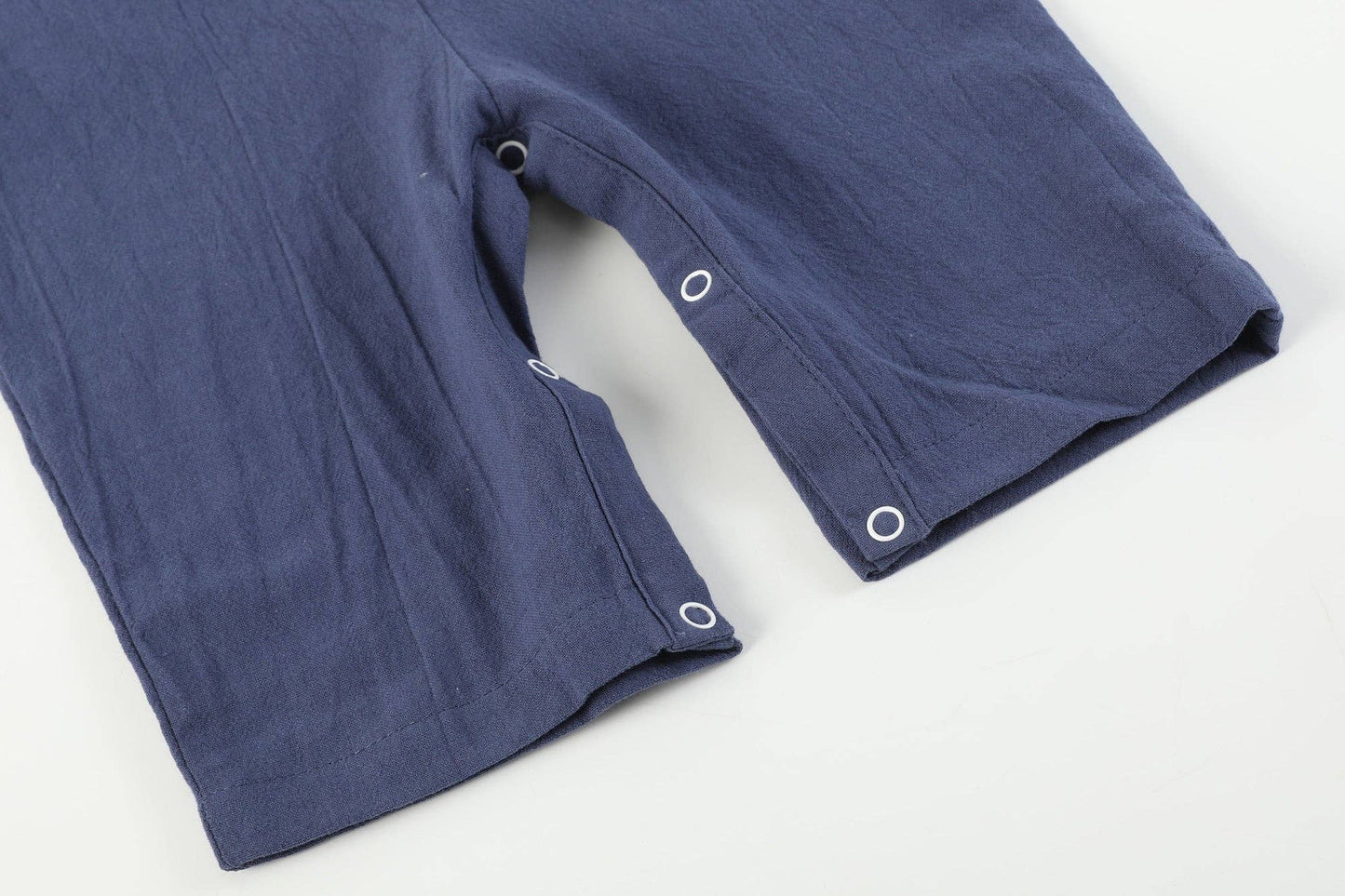 Navy Blue Santa Smocked Overalls: