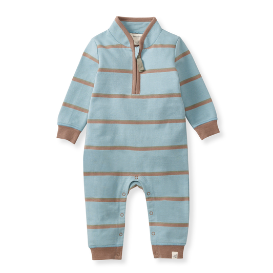 Holland Stripe Infant Blue Jumpsuit: Mountain Blue