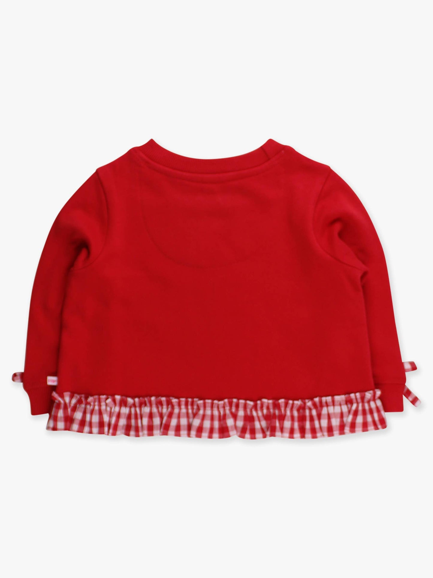 Girls Heart Red Gingham Applique Ruffle Bow Sweatshirt: Red