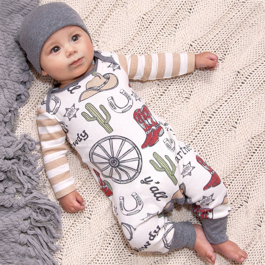 Western Cowboy Howdy Partner Cotton Romper