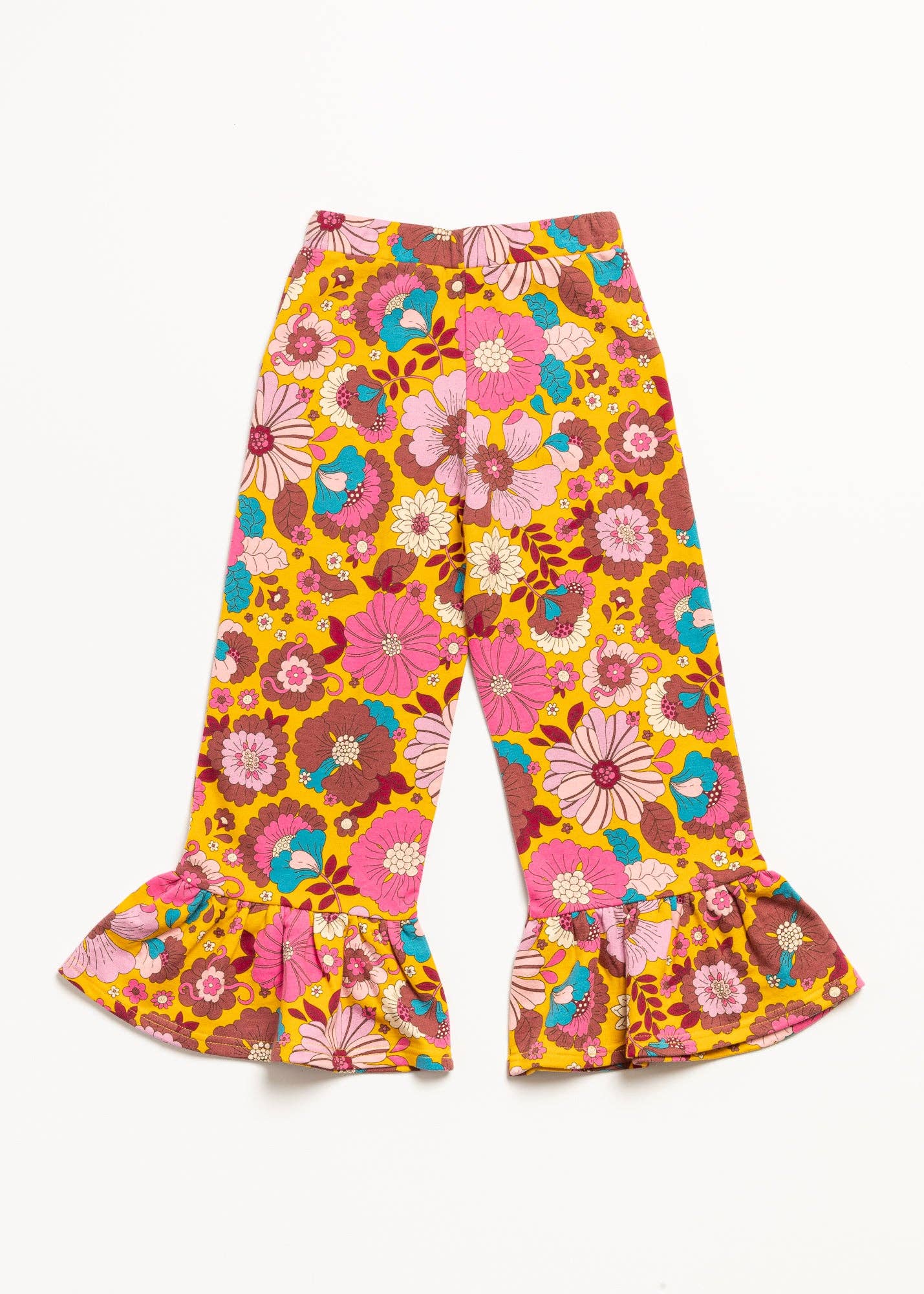 Retro Ruffle Pants: Golden Floral / 8