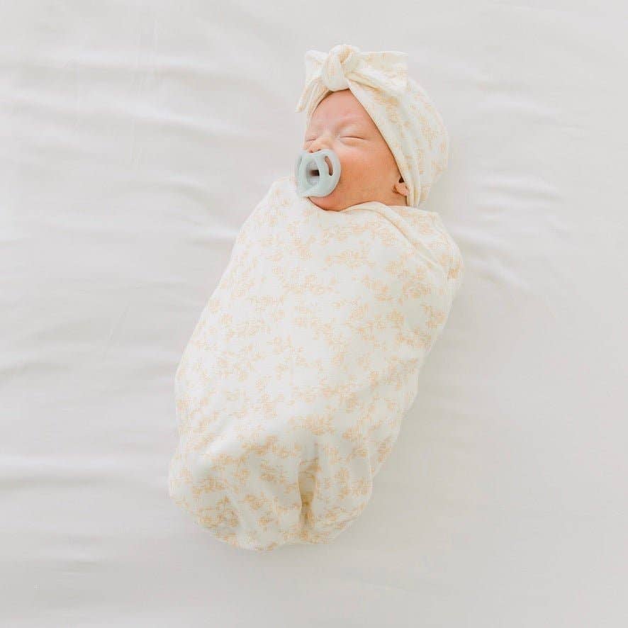 COCOON SWADDLE SET in Silky Modal: Bitty Pink Blooms & Bitty Blooms / Small