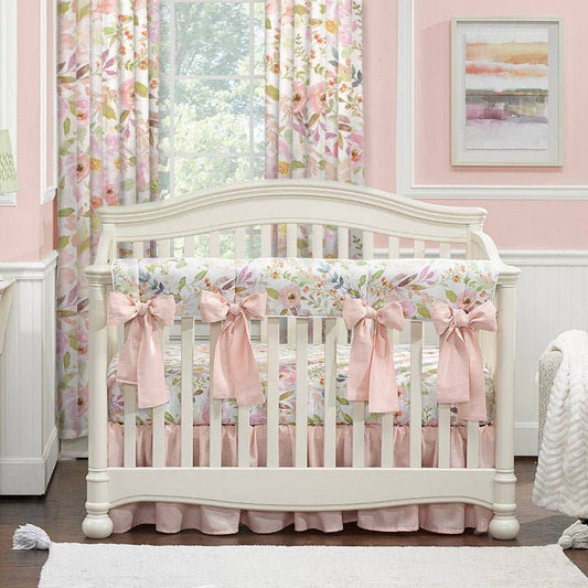 Blush Watercolor Floral 8-pc. Crib Bedding Set: Petal Pink