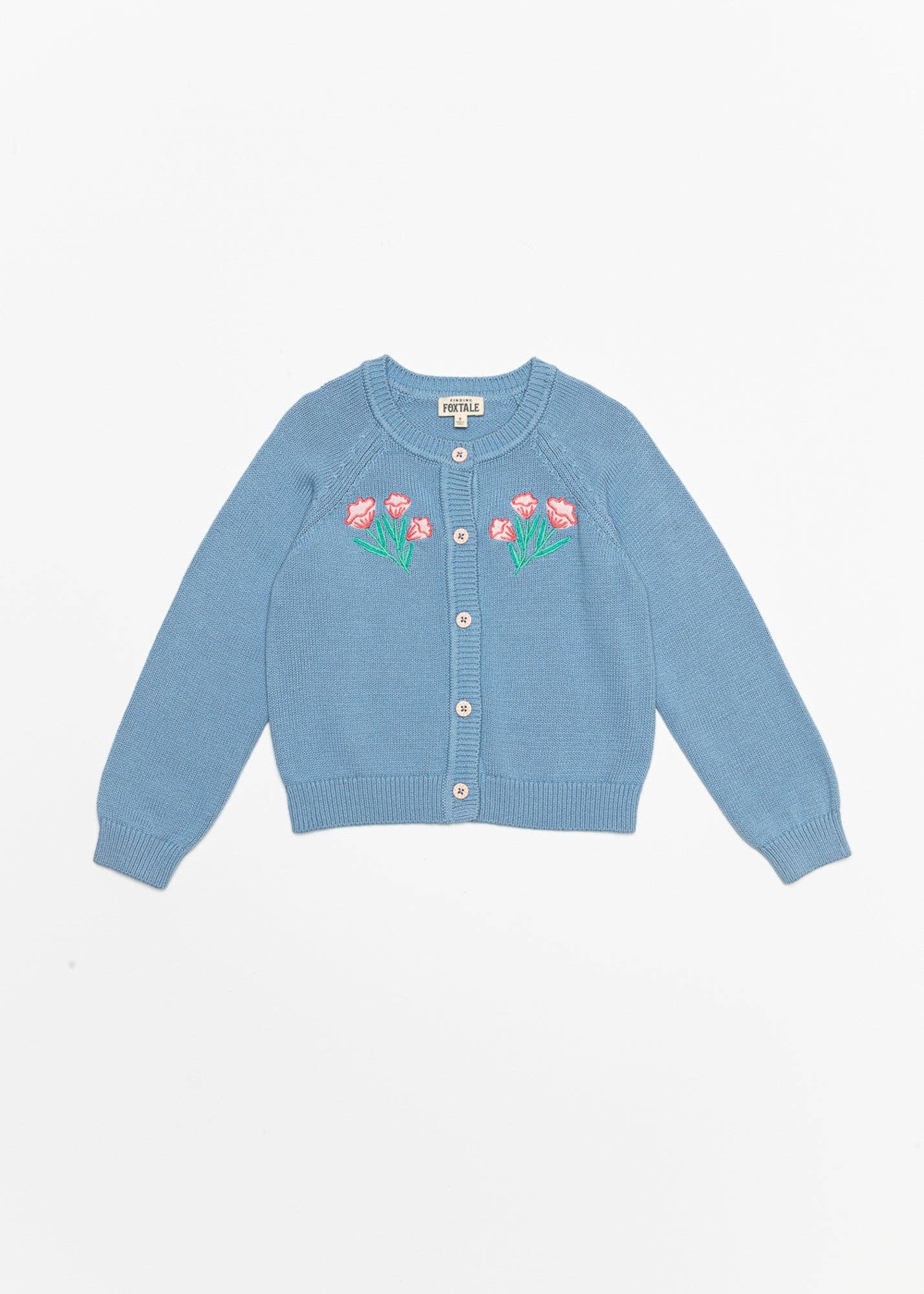 Rosebud Bouquet Cardigan: Cornflower Blue / 5