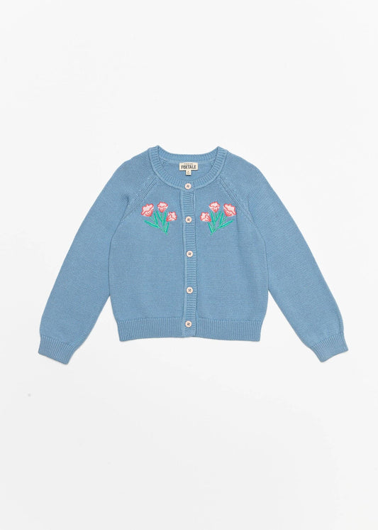 Rosebud Bouquet Cardigan: Cornflower Blue / 5
