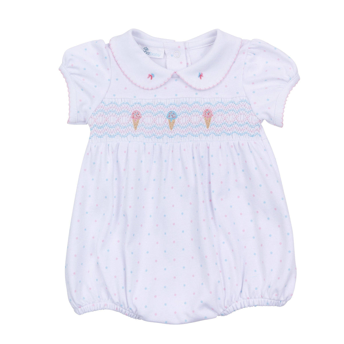 Ice Cream Classics Smocked Collared Bubble: