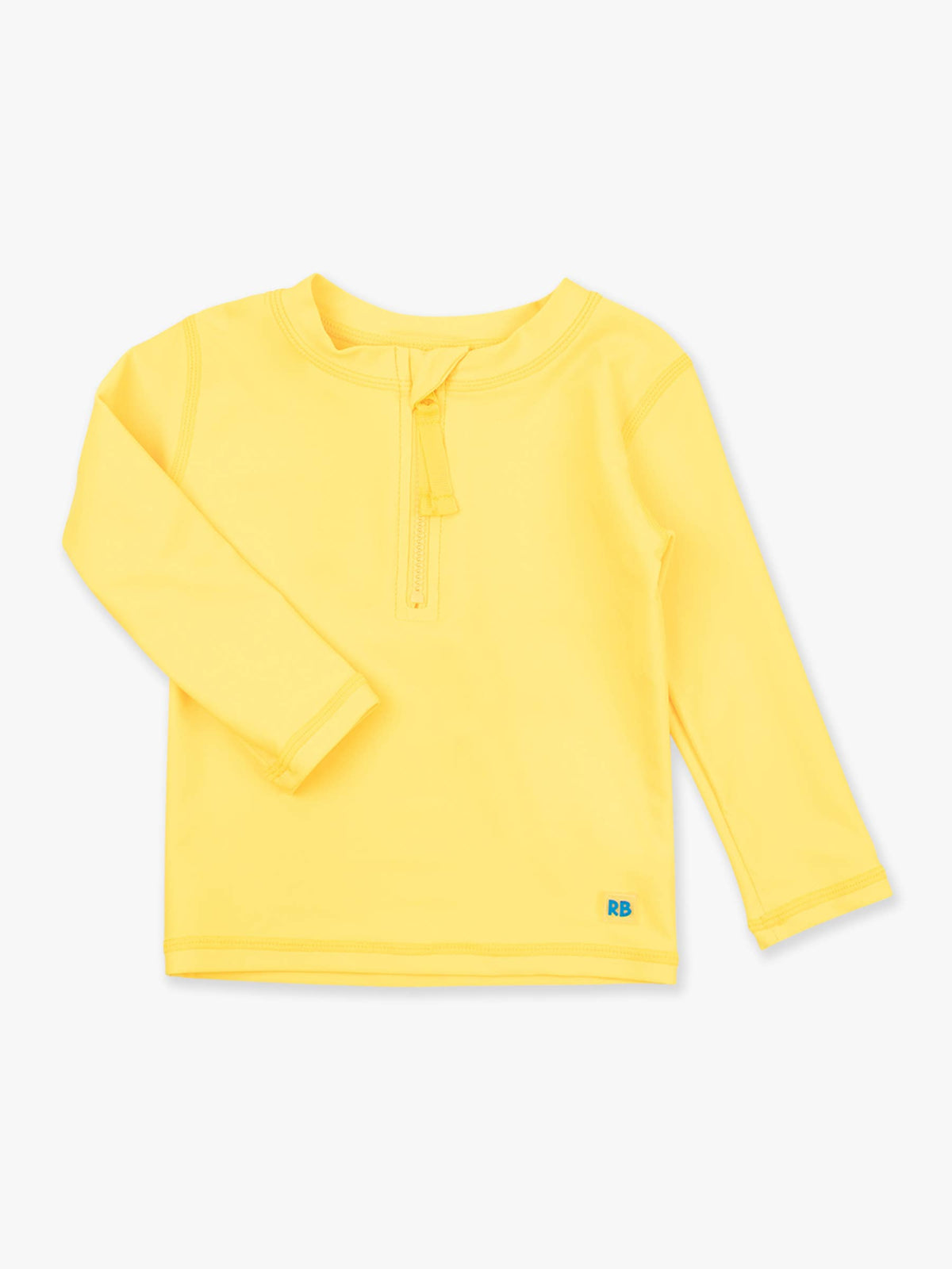 Boys Neon Yellow Long Sleeve Zipper Rash Guard: Yellow