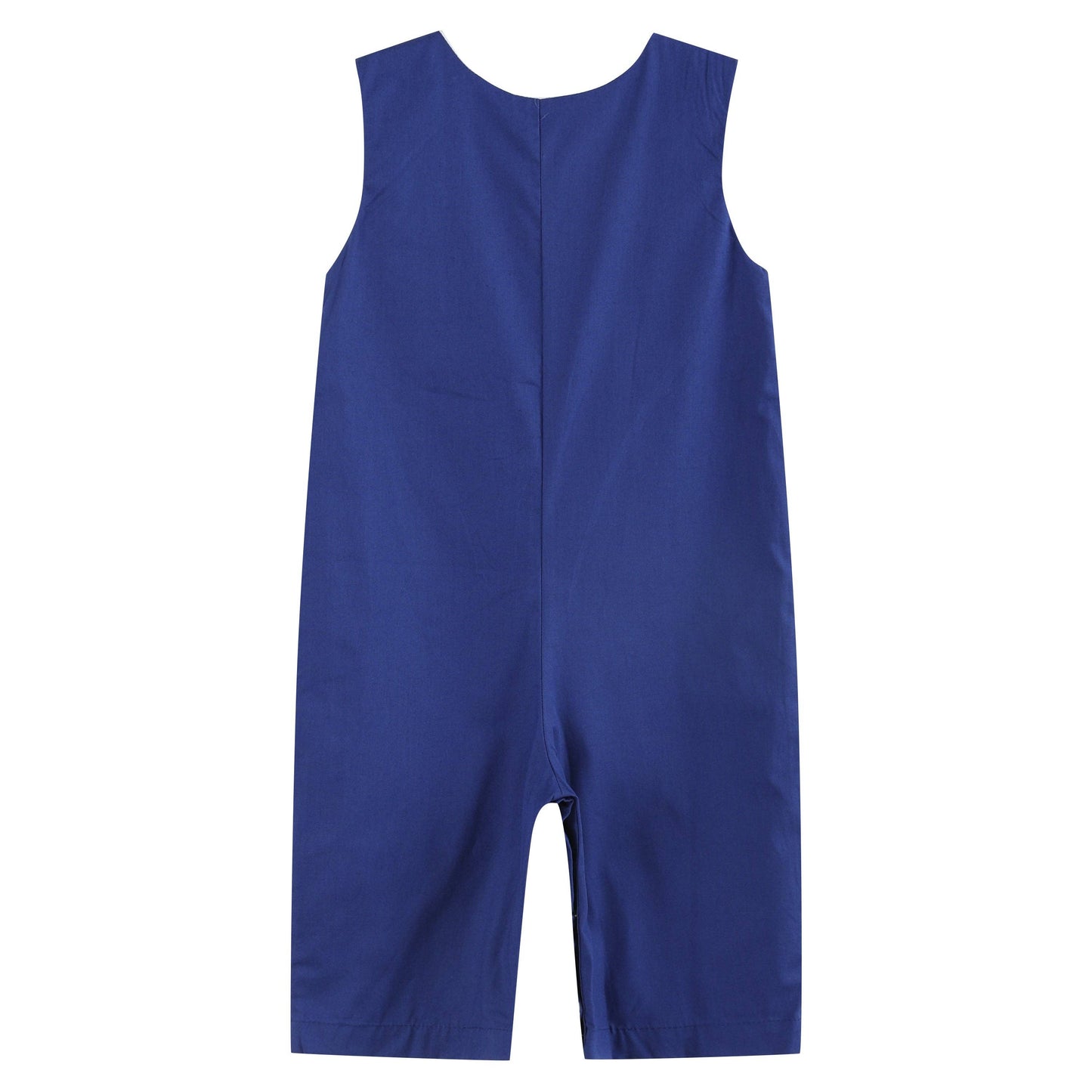 Royal Blue Santa and Sleigh Smocked Overalls: 18-24M
