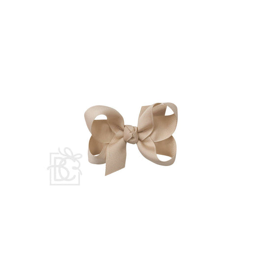 SIGNATURE GROSGRAIN BOW ON CLIP: 3.5" Medium - 7/8" Ribbon on Alligator Clip / OATMEAL