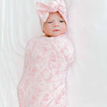 COCOON SWADDLE: Whimsical Garden with headband set.