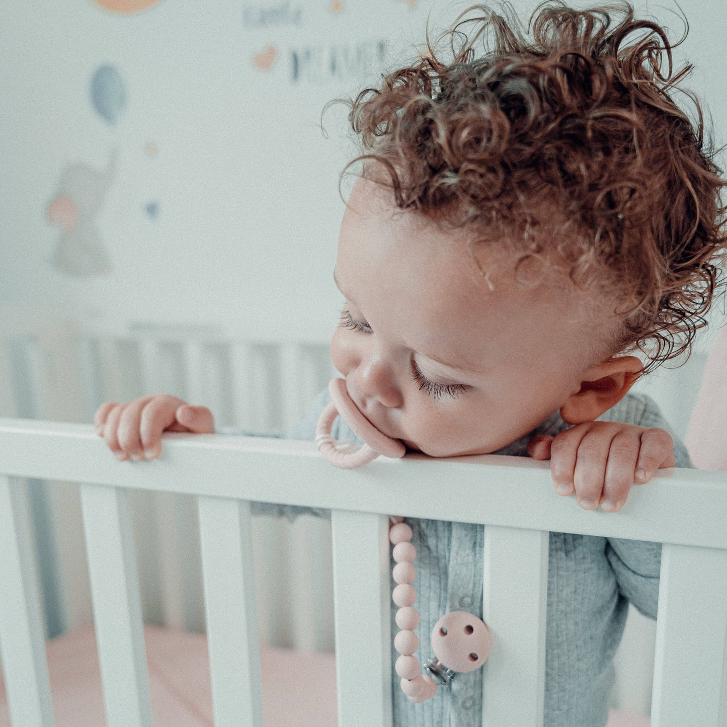 Baby Pacifier Clips, 100% Food Grade Silicone by Comfy Cubs: Pink Blush