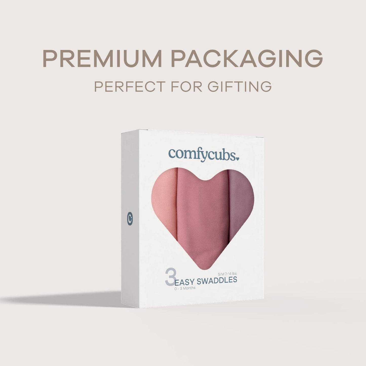 Easy Swaddle Blanket, 3 Pack - 100% Cotton by Comfy Cubs: Pink / Small (0-3 Months)