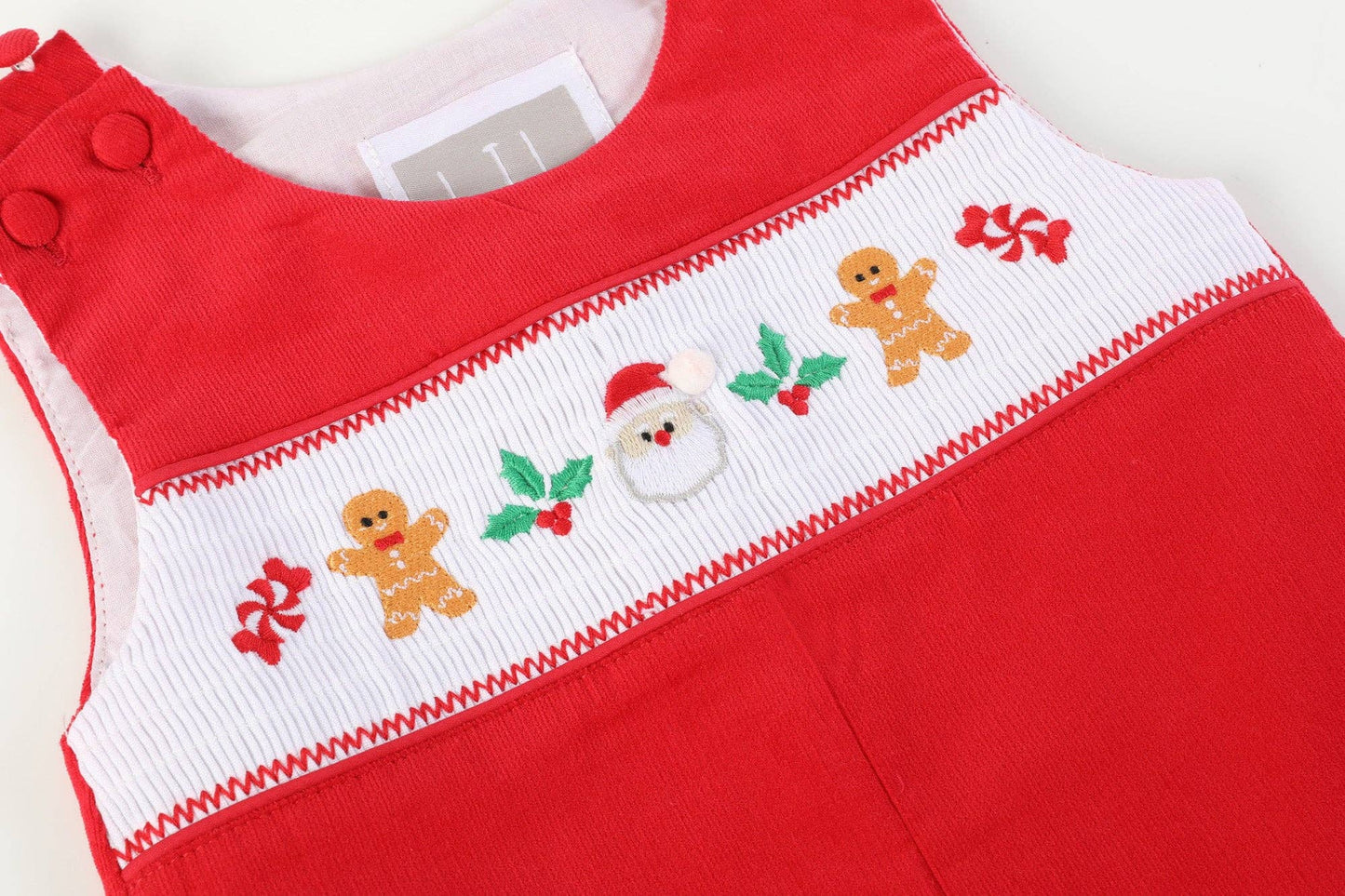 Red Velvet Christmas Smocked Overalls: