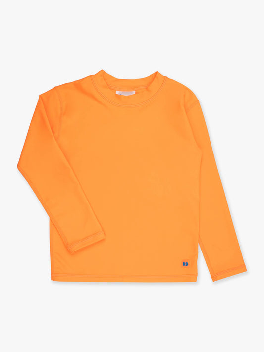 Boys Neon Orange Long Sleeve Rash Guard: Orange
