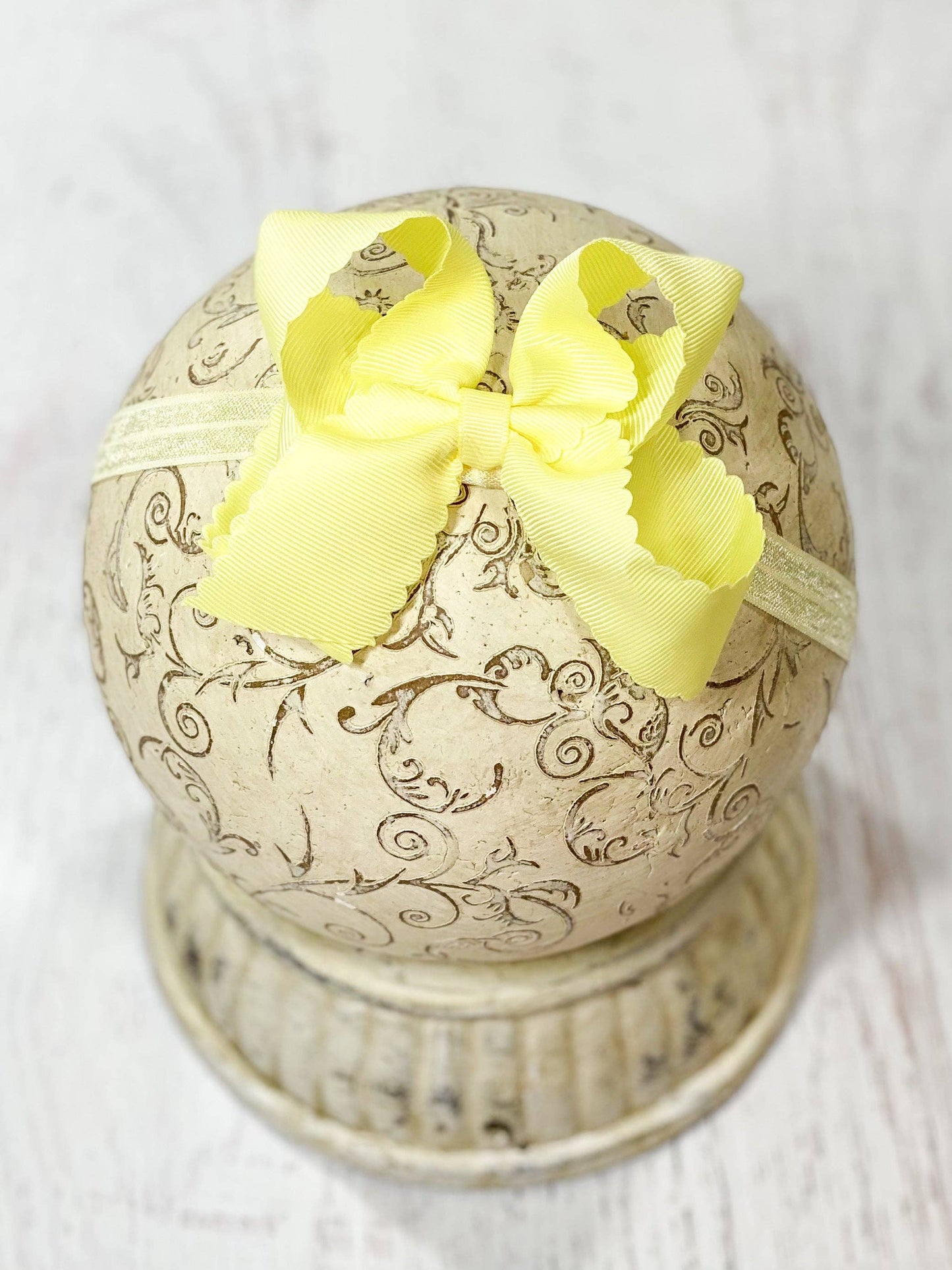 Classic Scalloped Bow - Headband - 4.5": Gold