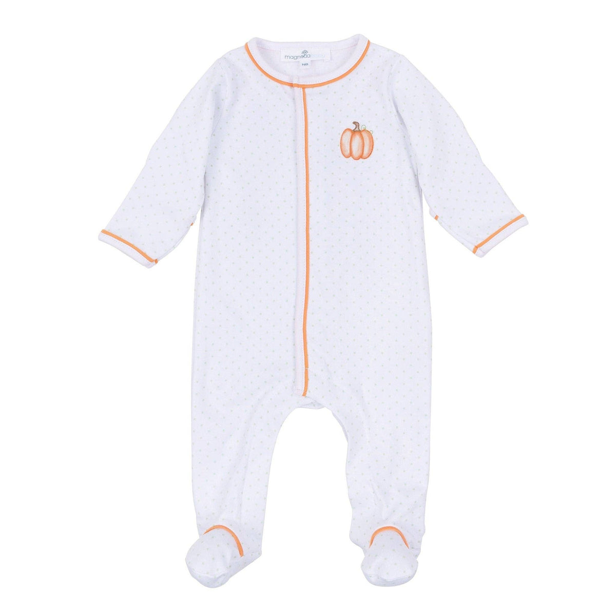 Baby Pumpkin Hand-Embroidered Footie
