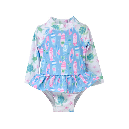 Baby Girls UPF50+ Alissa Infant Ruffle Rash Guard Swimsuit: Sweet Surfboards