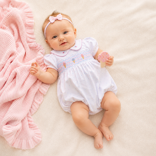 Ice Cream Classics Smocked Collared Bubble: