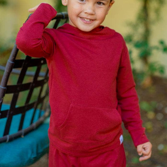 Hooded Jogger Set - Rhubarb Red French Terry: Rhubarb Red French Terry