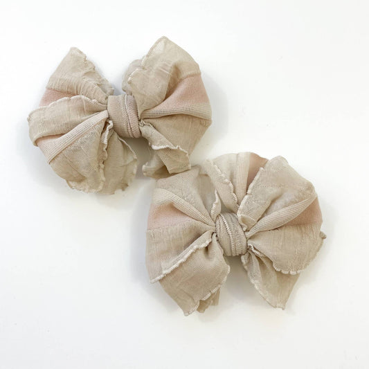 Ruffle Clip Set- Champagne