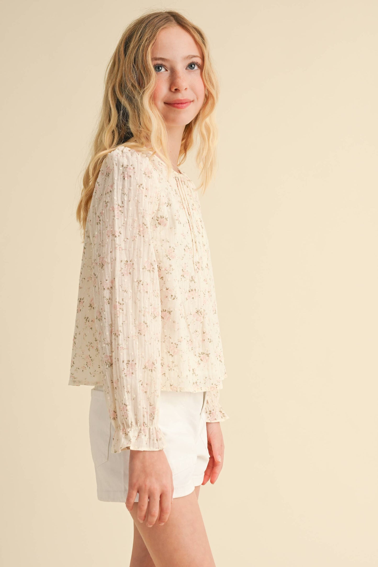 Girl's Pintuck Billow Top