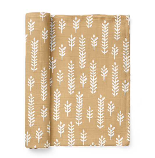 Muslin Swaddle Baby Blanket – Wheat: Almond