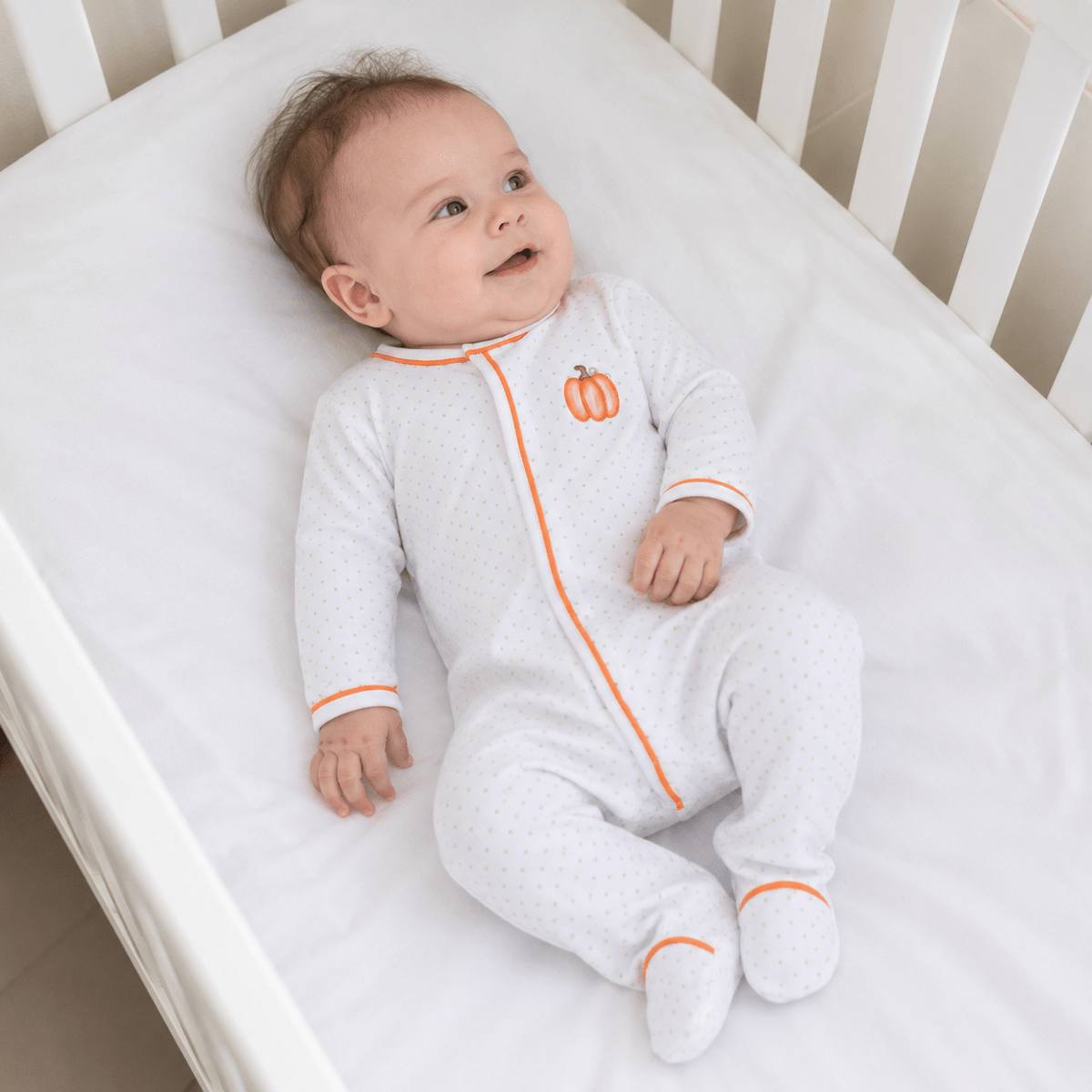 Baby Pumpkin Hand-Embroidered Footie