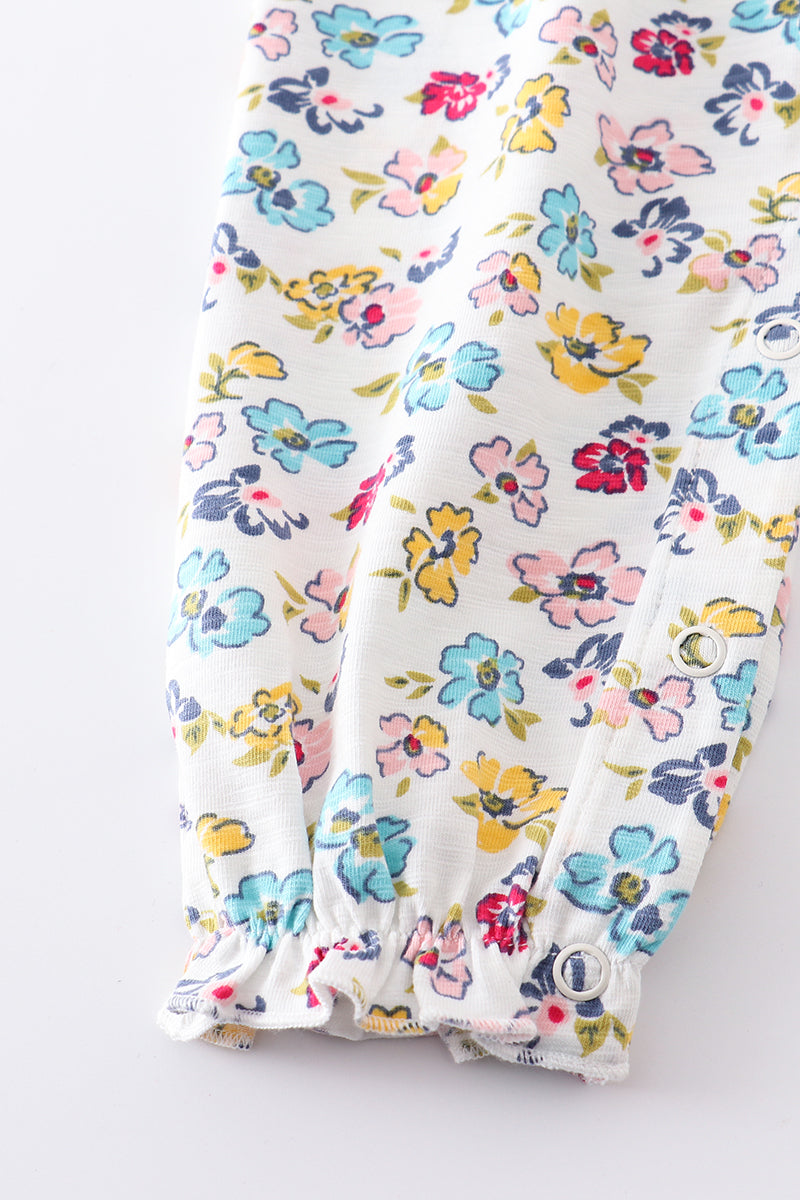 Platinum Mint Floral Romper - Wild Lapin Children’s Boutique