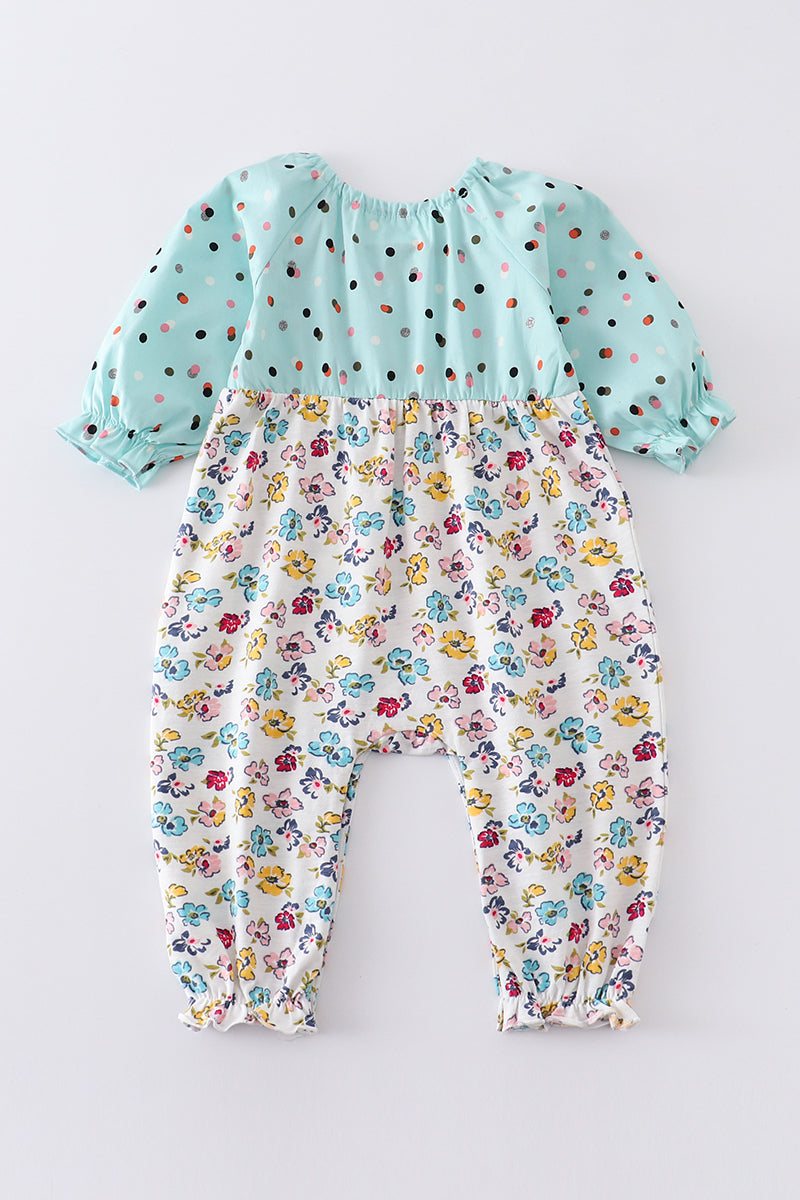 Platinum Mint Floral Romper - Wild Lapin Children’s Boutique