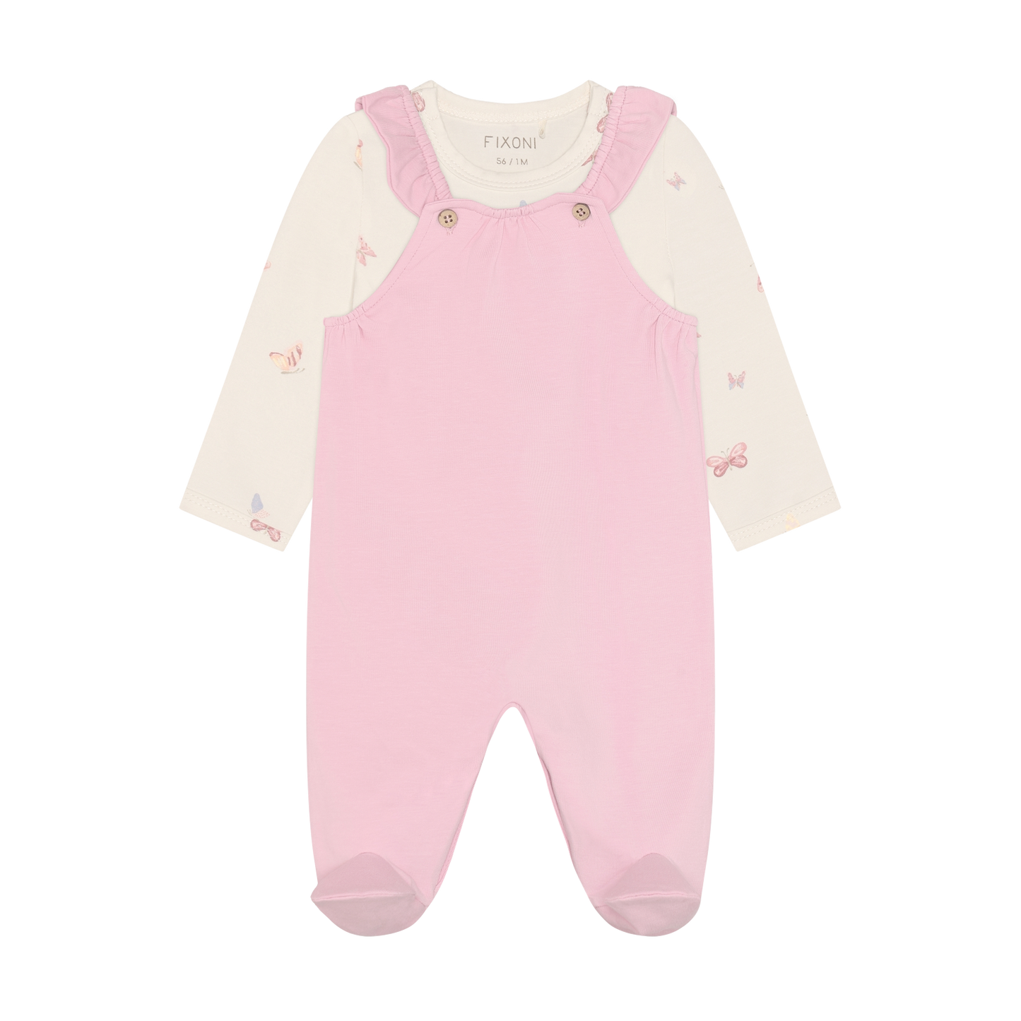 Blush Butterfly Layered Footed Romper Set