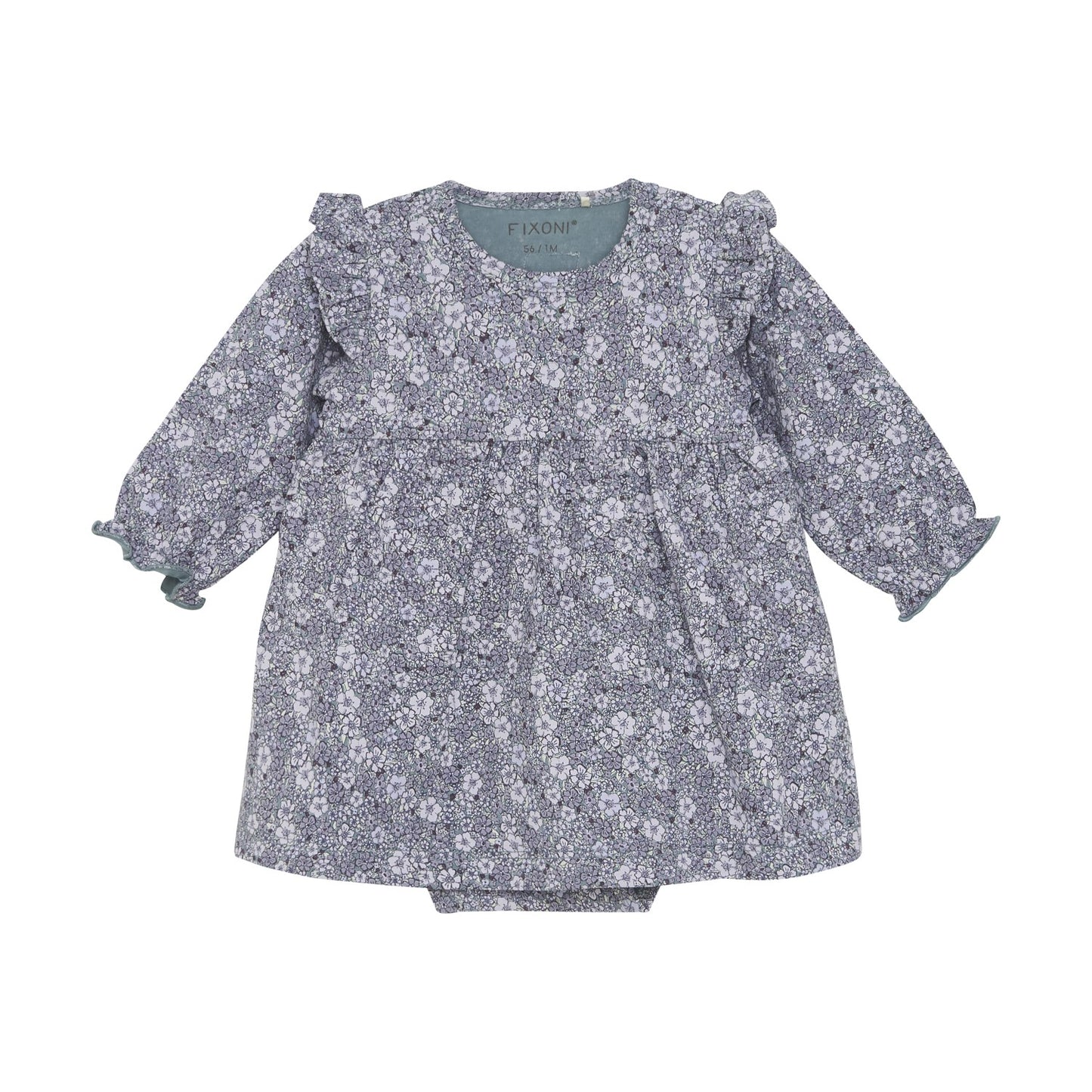 FIXONI Baby Long Sleeve Floral Dress – Soft Lavender Bloom