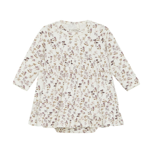 FIXONI Baby Long Sleeve Floral Dress - Violet Ice