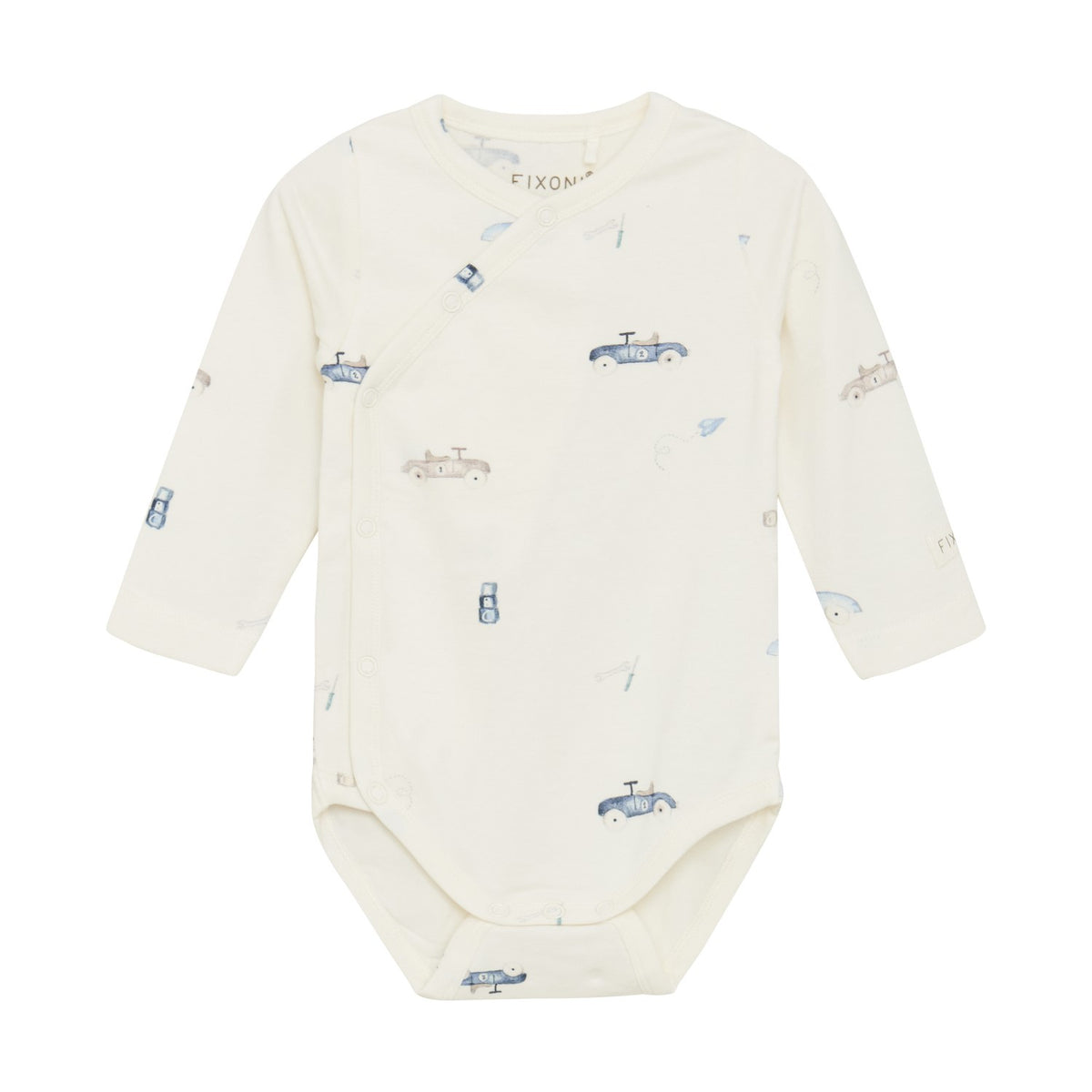 FIXONI Long-Sleeve Wrap Bodysuit - Vintage Cars - Wild Lapin Children’s Boutique
