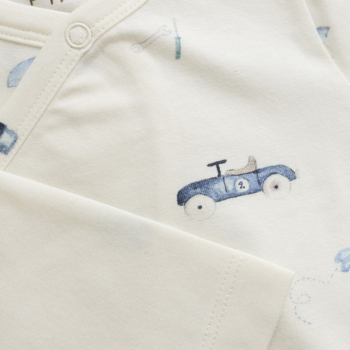 FIXONI Long-Sleeve Wrap Bodysuit - Vintage Cars - Wild Lapin Children’s Boutique