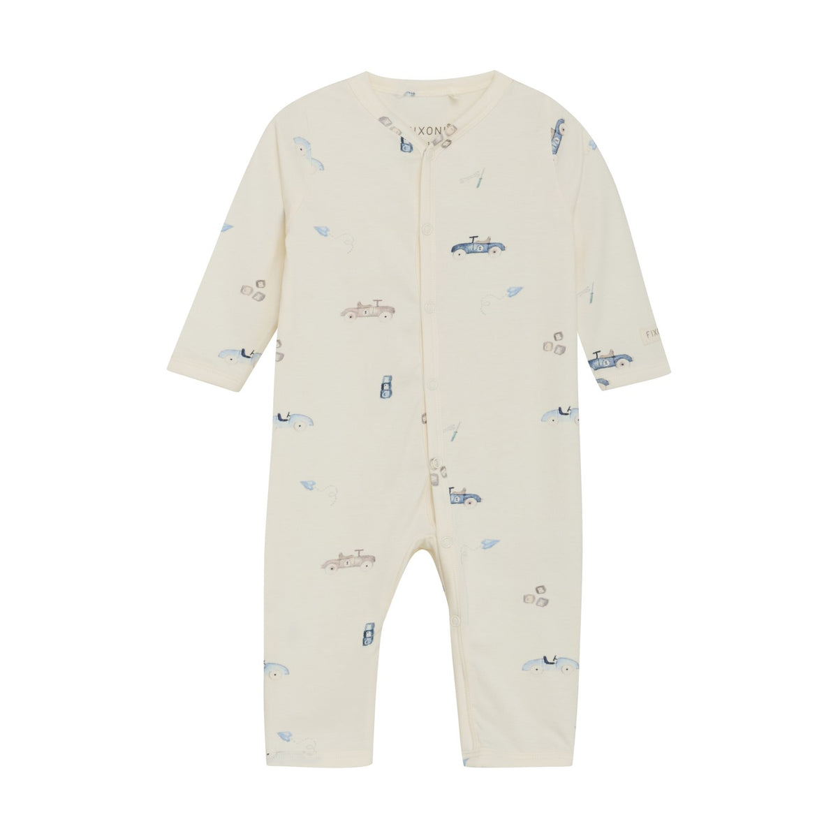 FIXONI Long Sleeve Button Romper - Vintage Cars