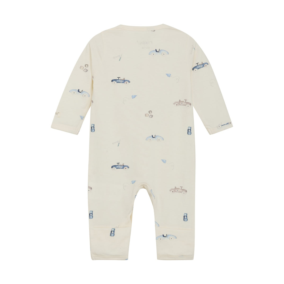 FIXONI Long Sleeve Button Romper - Vintage Cars